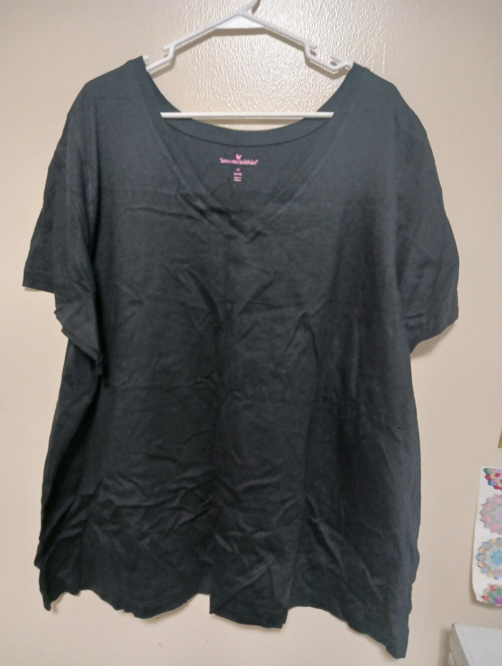 Woman Within Womens Black V-Neck Short Sleeve Tee 4x A-12